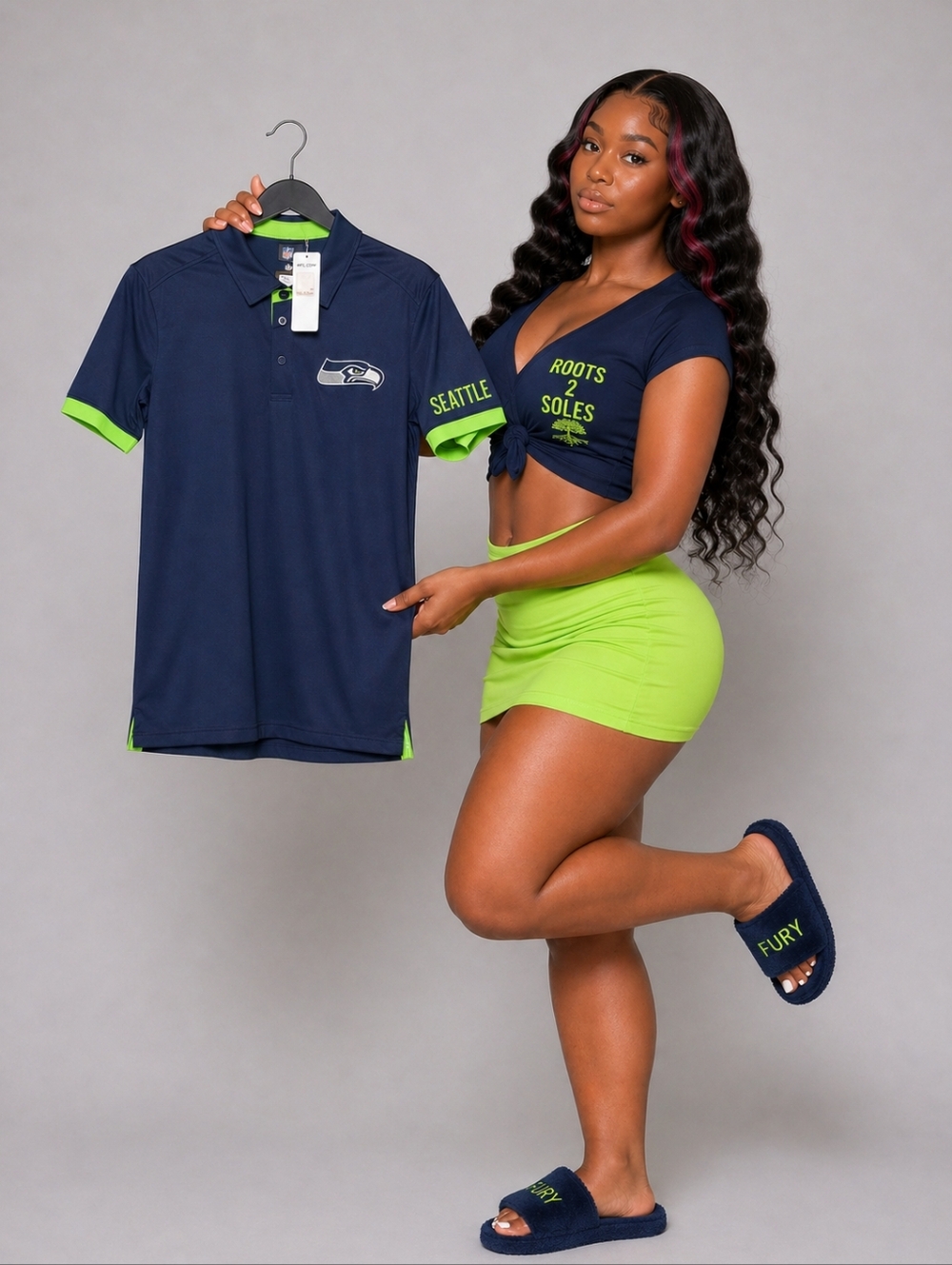 Mens Large Or XL NFL Seattle Seahawks Team Embroidered Polo Shirt Football Tee